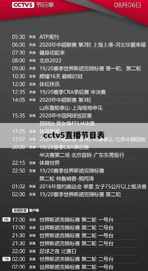 直播吧cctv5节目表
